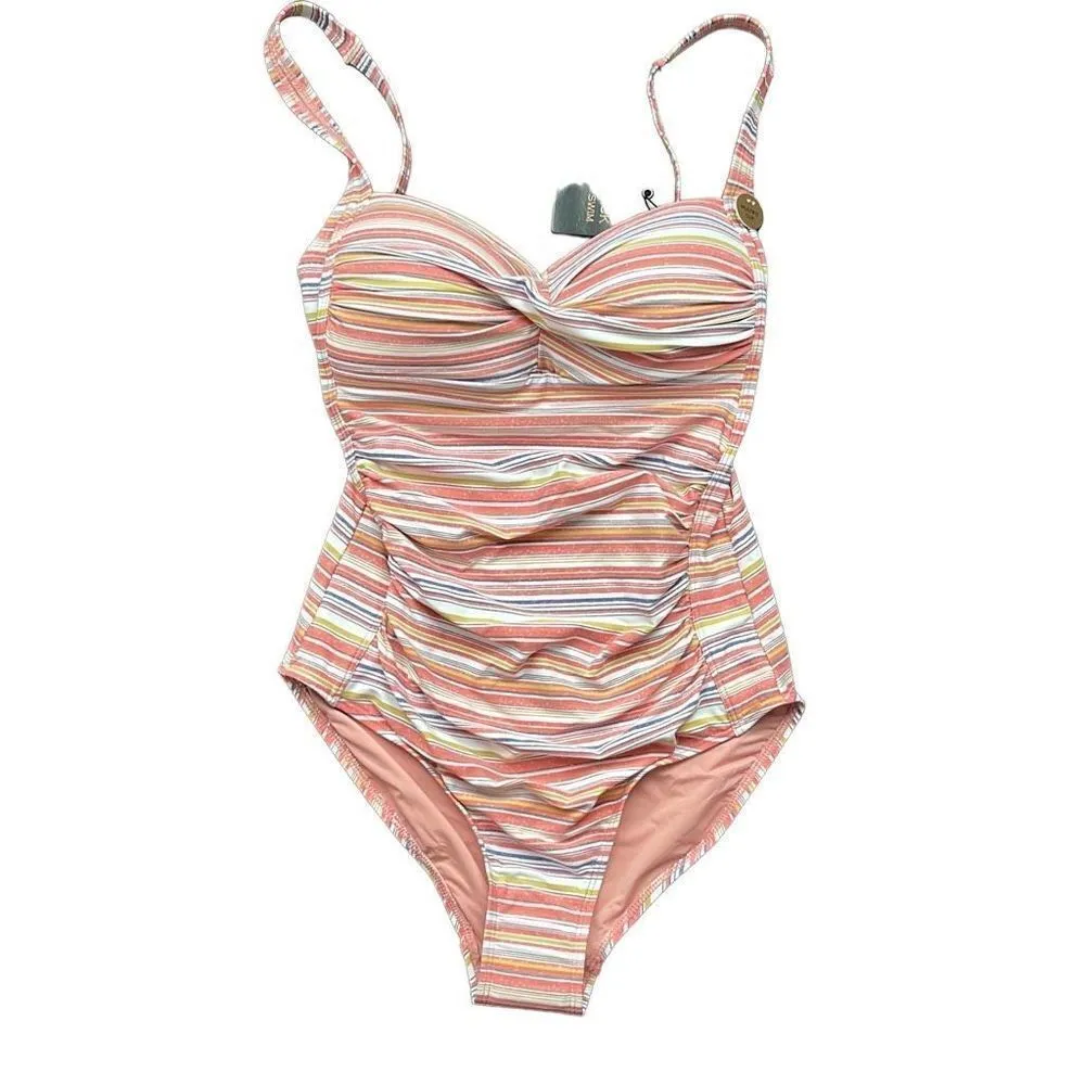 Niptuck‎ Swim Globe Trotter Joanne One Piece Swimsuit Striped Size 6 New Pink - Image 2