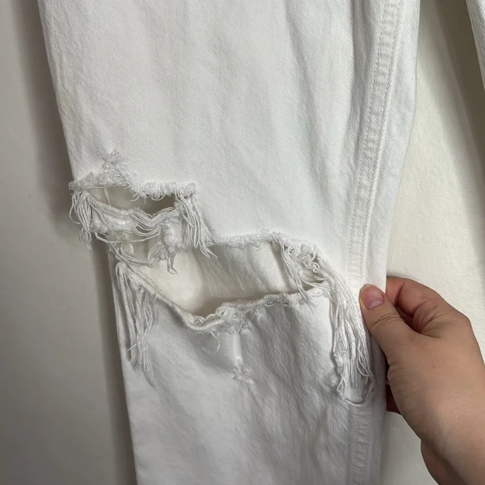 Agolde Fen High Rise Relaxed Organic Cotton White Distressed Crop Jeans Size 28 - Image 11