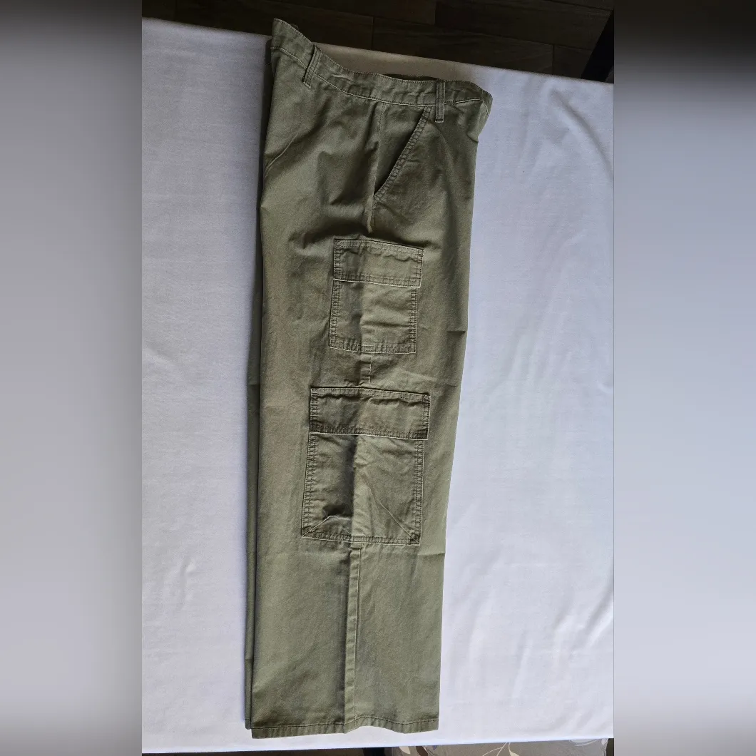 Asos Design Olive Green 100% Cotton Wide Leg Cargo Pants Size 10 Petite Nwot - Image 10