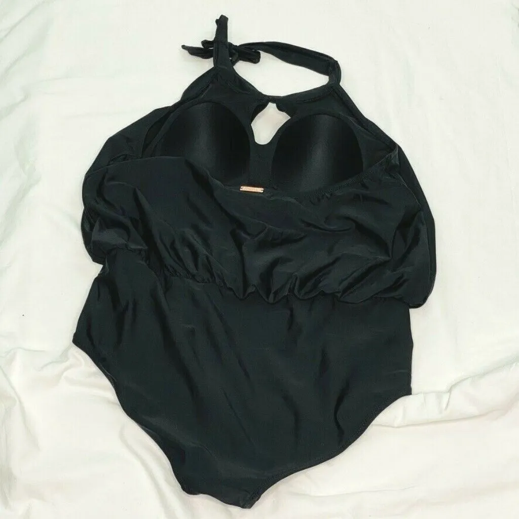 Raisins Curve $94 Black Casablanca High Neck One Piece Swimsuit Size 16W - Image 8