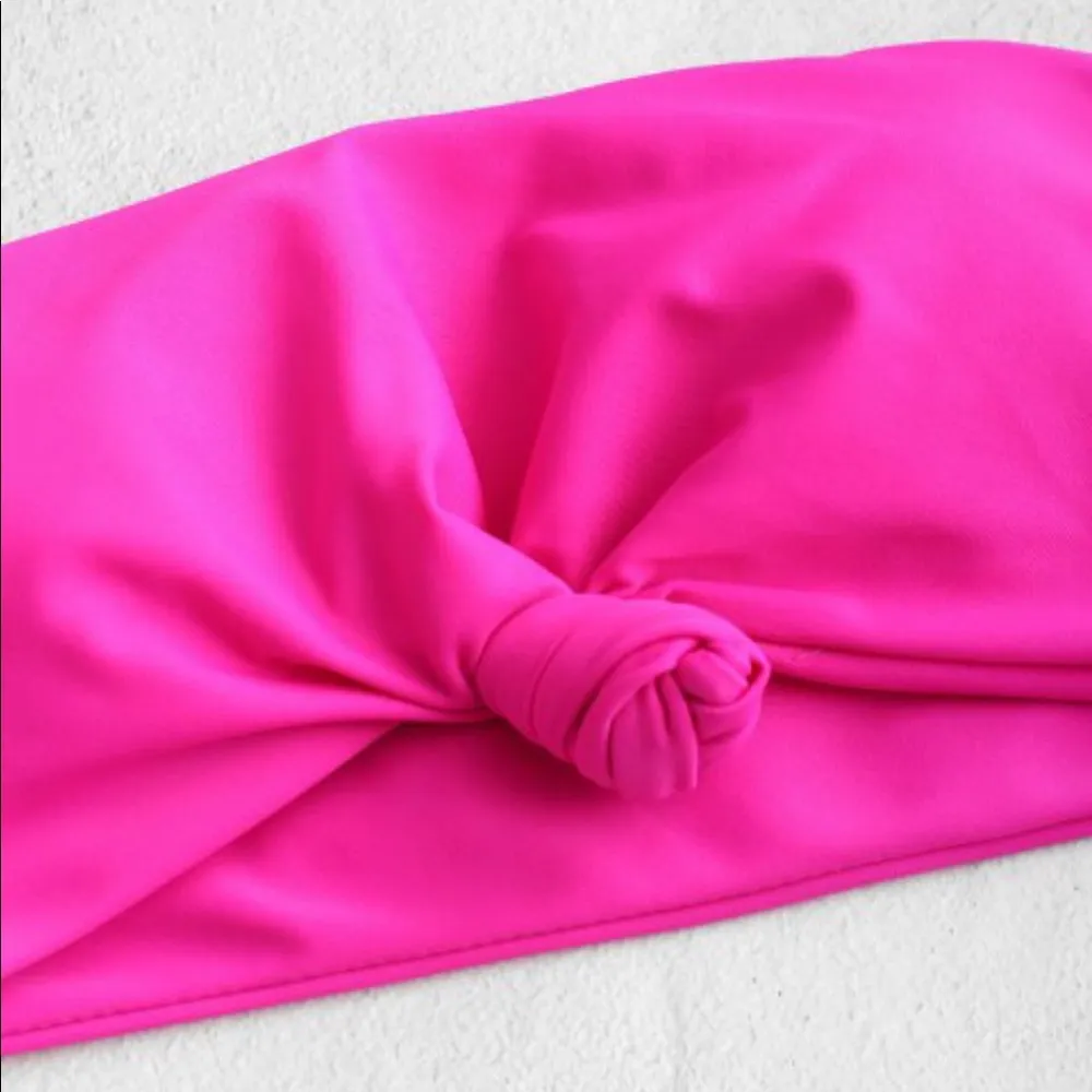 Hot Pink ZAFUL Bandeau Bikini Top - Image 3