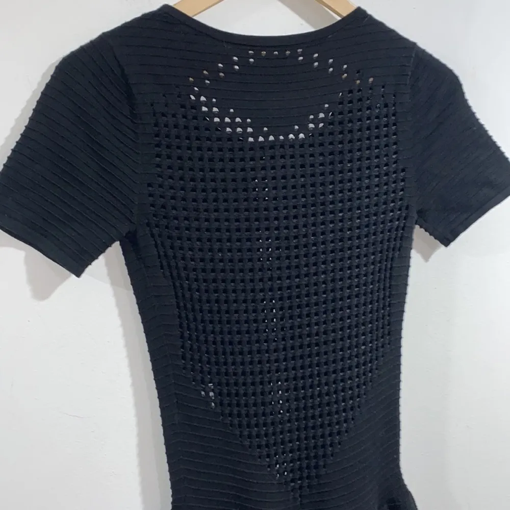 Maje sweater dress black small ribbed perforated - Image 2