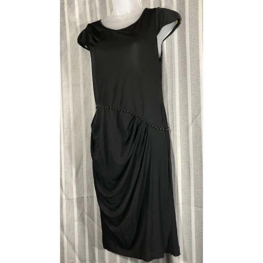 Andrew Marc New York little black dress Medium Ruched Fully Lined Cap Sleeve Zip - Image 12