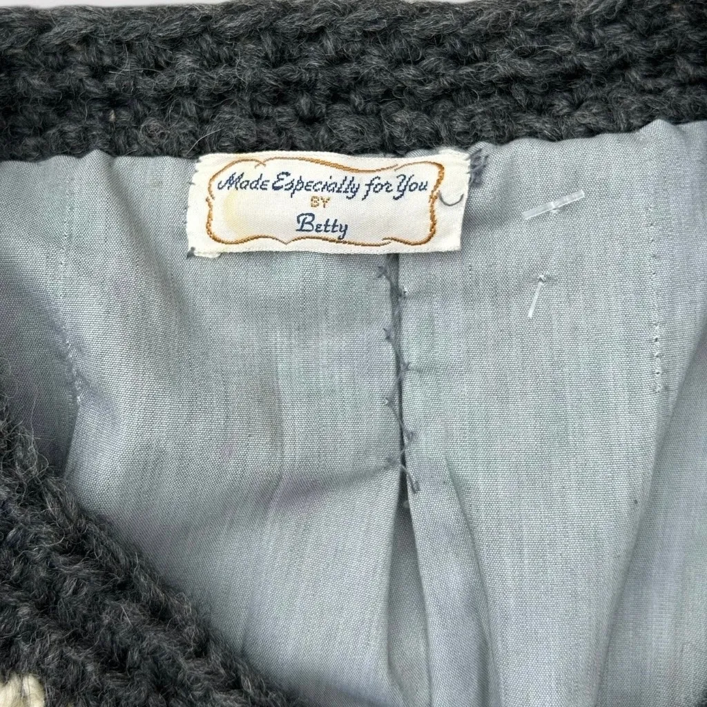 Hand Knit Wool Blend Chunky Cardigan Duster Sz Small Lagenlook Cottagecore Hygge - Image 10