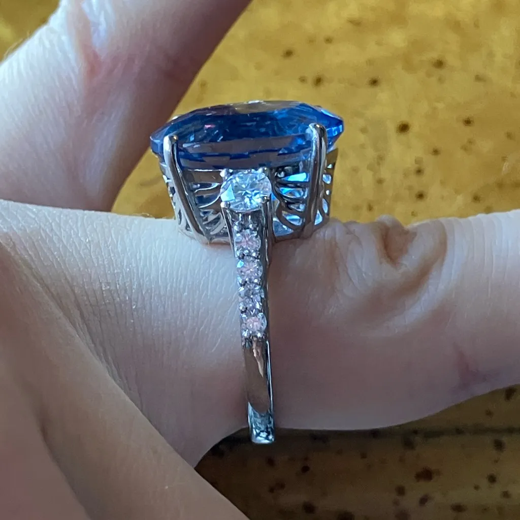 Color Changing Fluorite Moissanite Sterling Silver Ring Size 7 Blue - Image 4