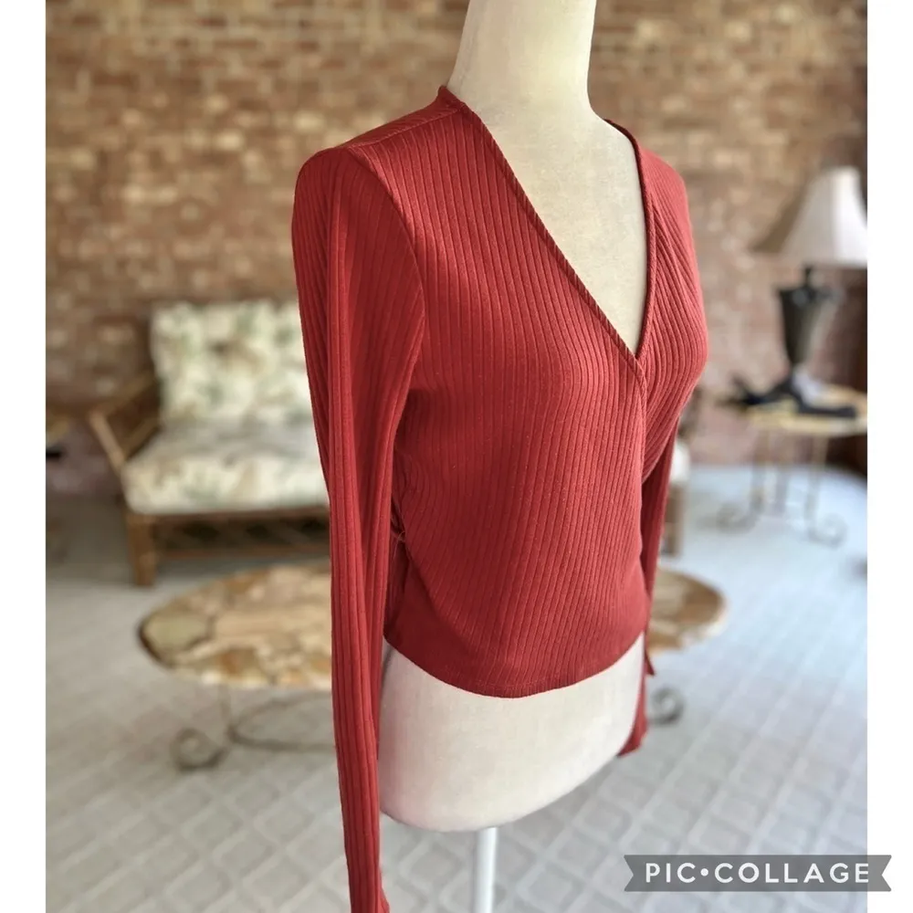 One Clothing Top Cropped Wrap Brown Rust Wrap L (Jrs) Festival Concert Casual - Image 11