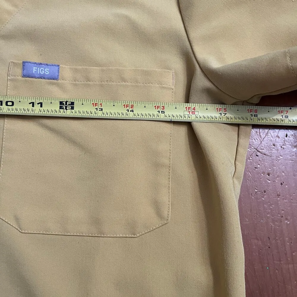 FIGS Women's Tan Short Sleeve V-Neck Catarina Three-Pocket Scrub Top Size XS - Image 7