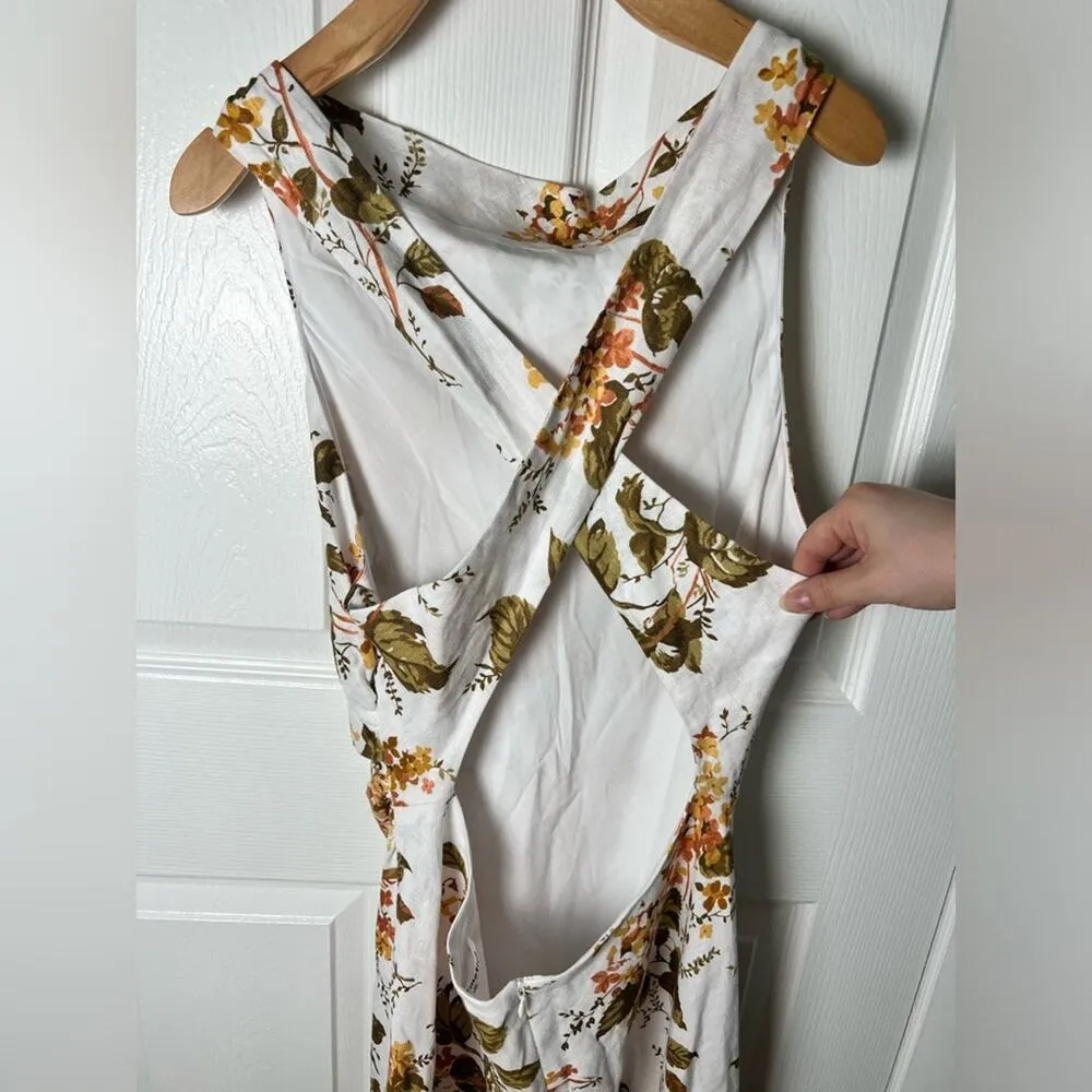 Reformation NEW Casette Linen Midi Dress in Bella White Floral 10 - Image 6