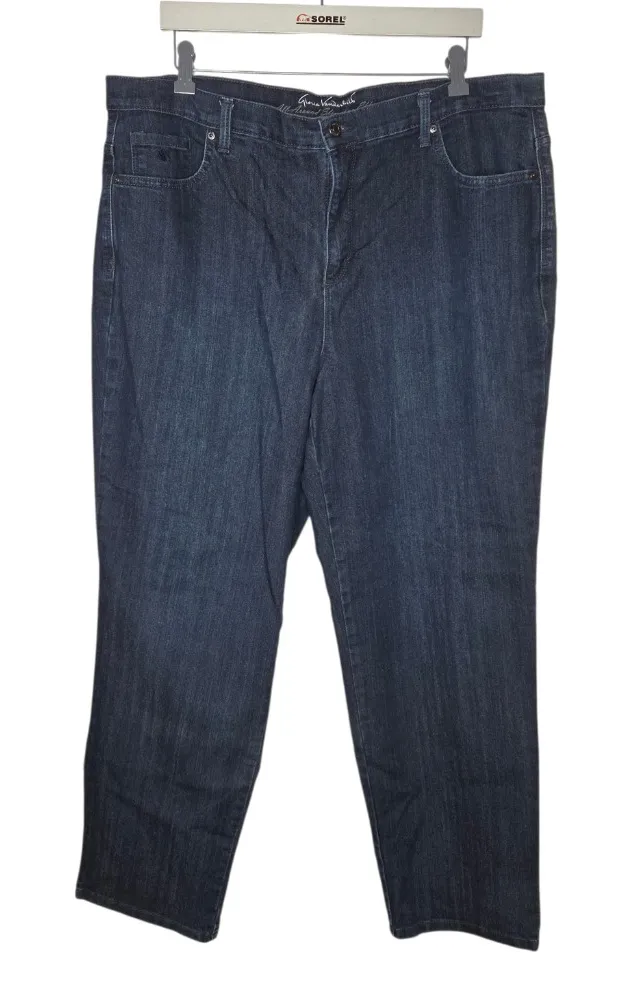 Gloria Vanderbilt Amanda High Rise Taper Leg Denim Jeans Embelished Size 18w - Image 1