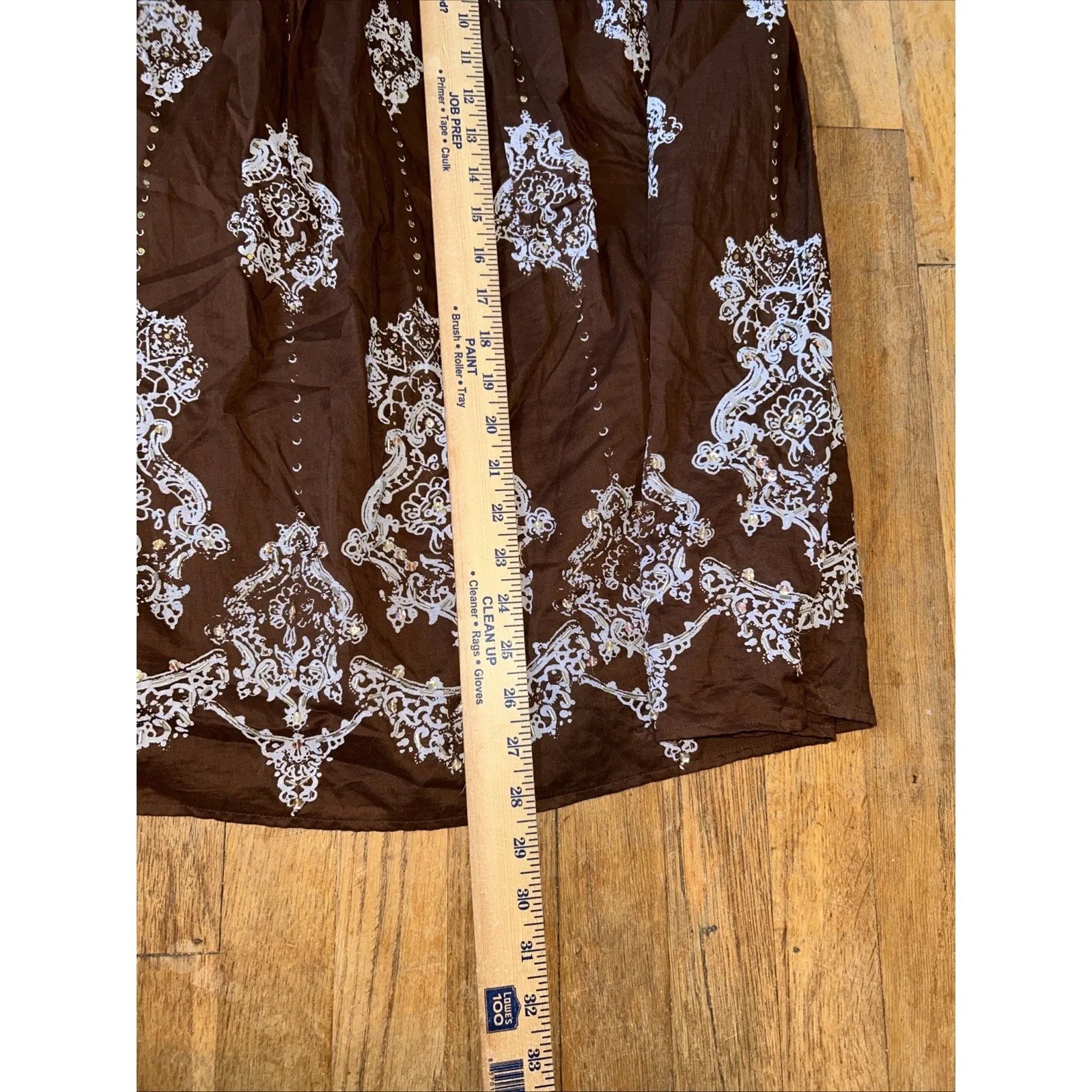 Western Flowy Lined‎ Skirt Beaded Sequins Design 100% Cotton Fairy Whimsigoth 12 - Image 7