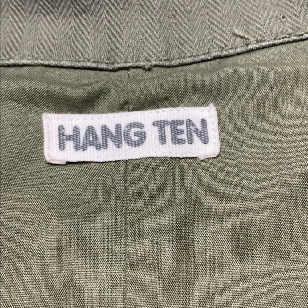 Hang Ten 3/4 Sleeve Oversized Collar Crop‎ Jacket Green S - Image 2