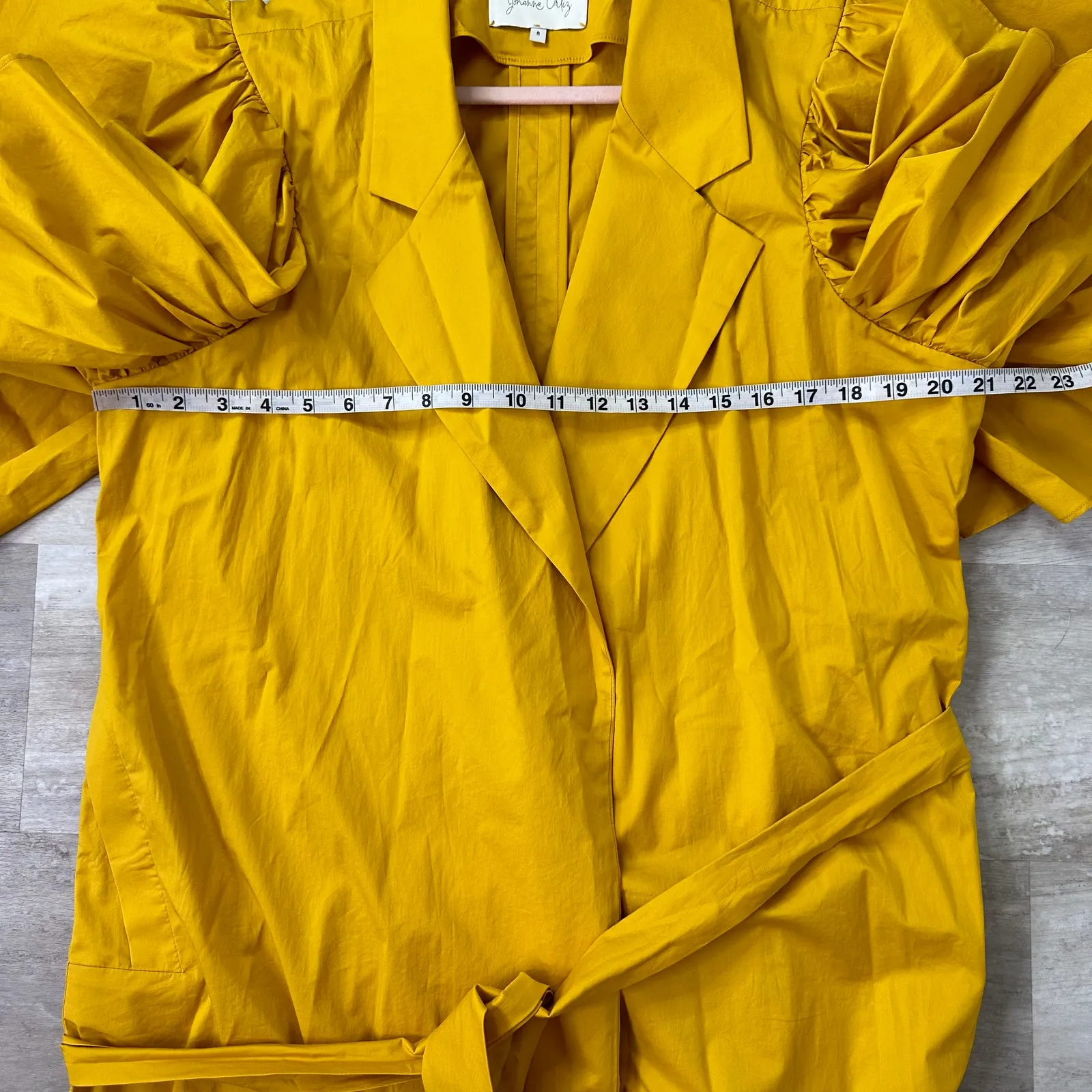 Johanna Ortiz Tulip Evolution Ruffle Shoulder Stretch Poplin Wrap Jacket Dress 8 Yellow - Image 8