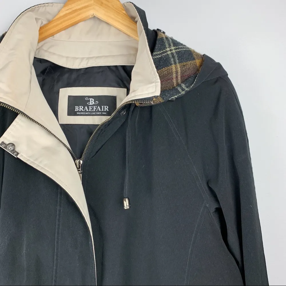 Braefair Black Tan and Plaid Jacket Coat Size L - Image 11