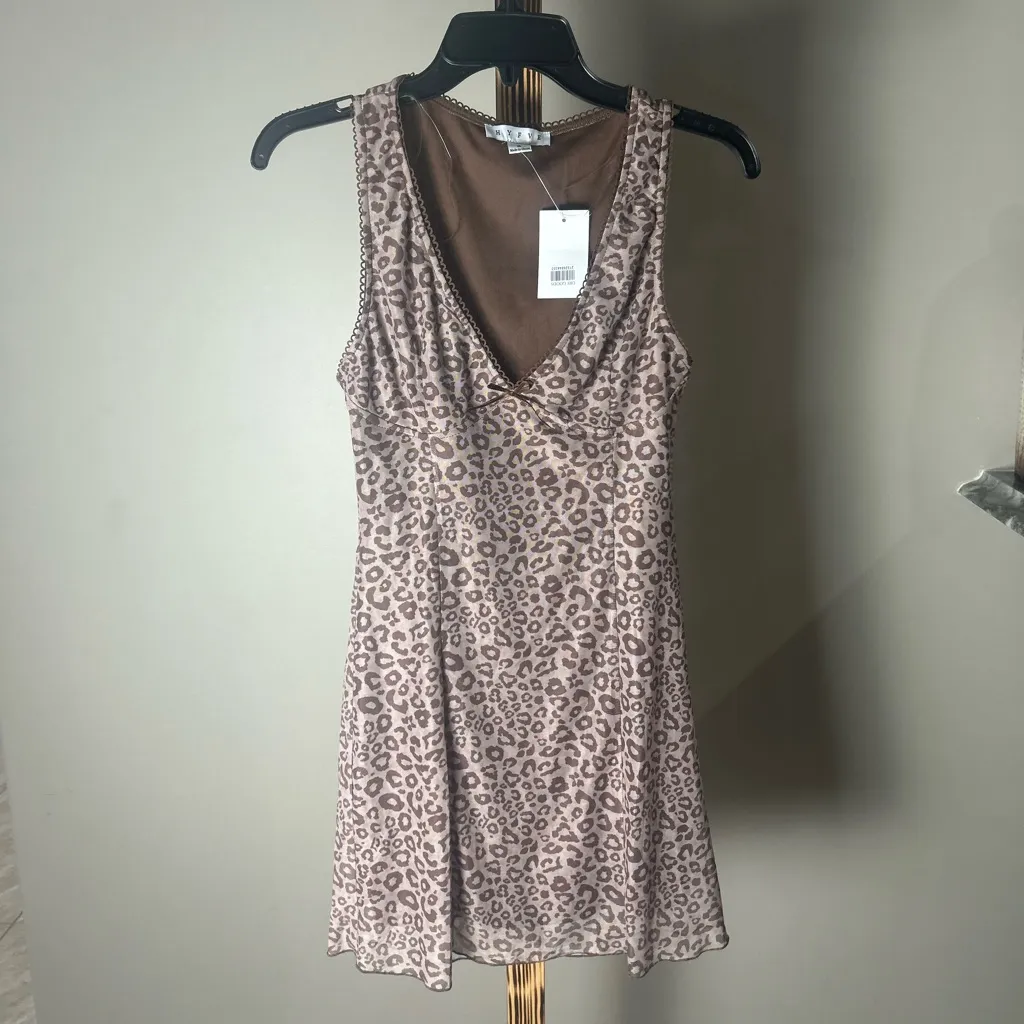 Hyfve Leopard Print Sleeveless Mini Dress Size Small NWT - Image 4