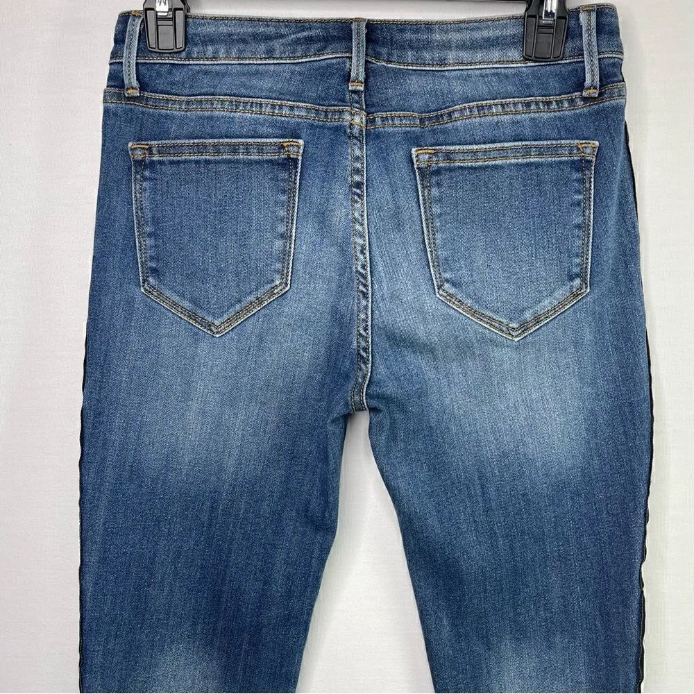 AQUA Track Stripe Frayed Mid-rise Skinny Jeans - 26 - Image 7