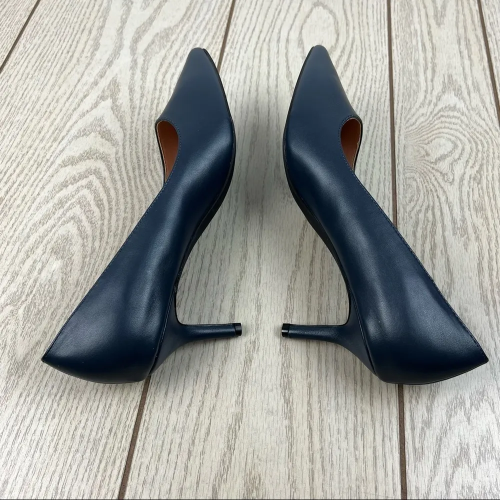 French Connection Kate Classic Pointy Toe Stiletto Pump 10 Navy Faux Leather $98 - Image 5