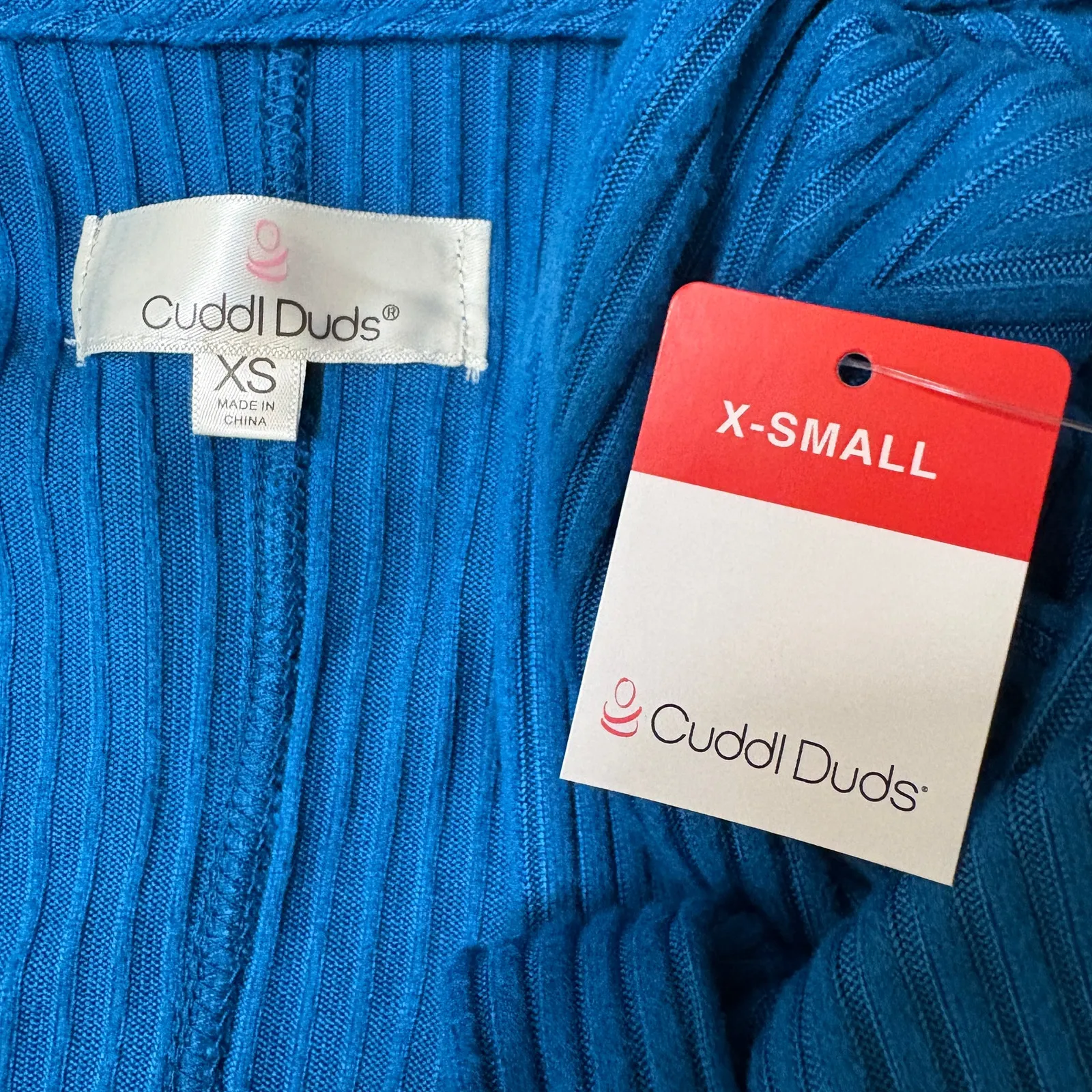 NWT Cuddl Duds Blue Ribbed Open Front Cardigan Size XS - Image 3