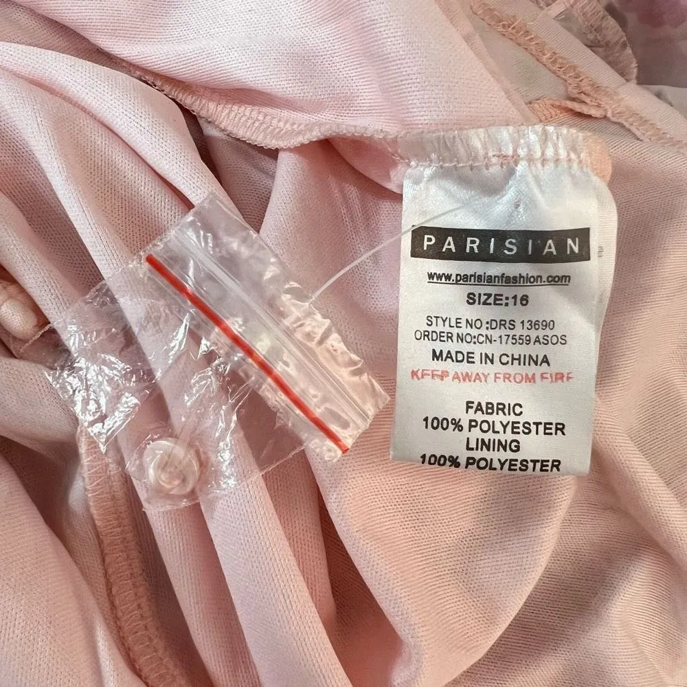 Parisian Floral Ruched Puff Sleeve Mini Dress Pink Size 12 NWT - Image 8