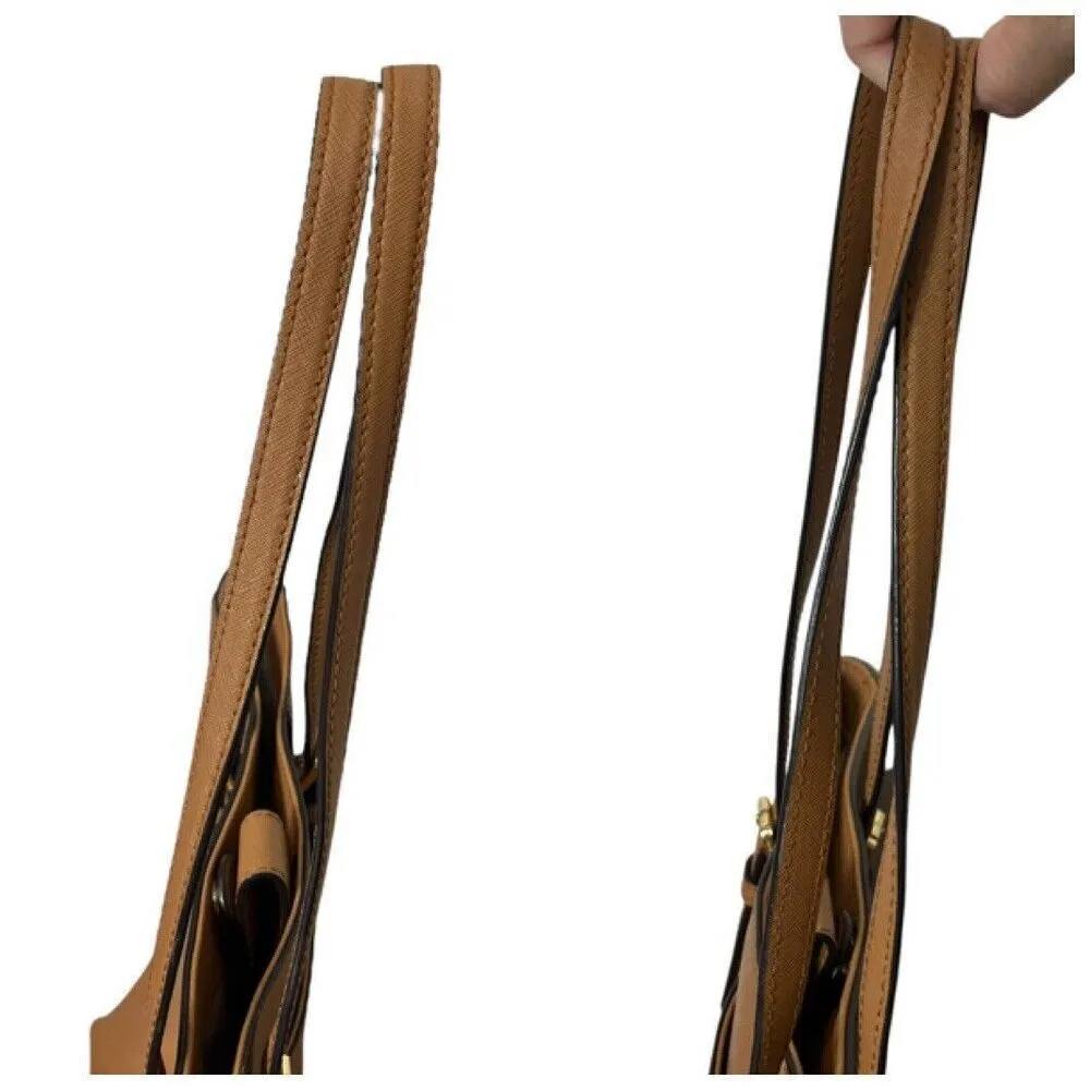 Michael Kors Jet Set Travel Tote Luggage Brown Leather Structured Bag One Size - Image 13