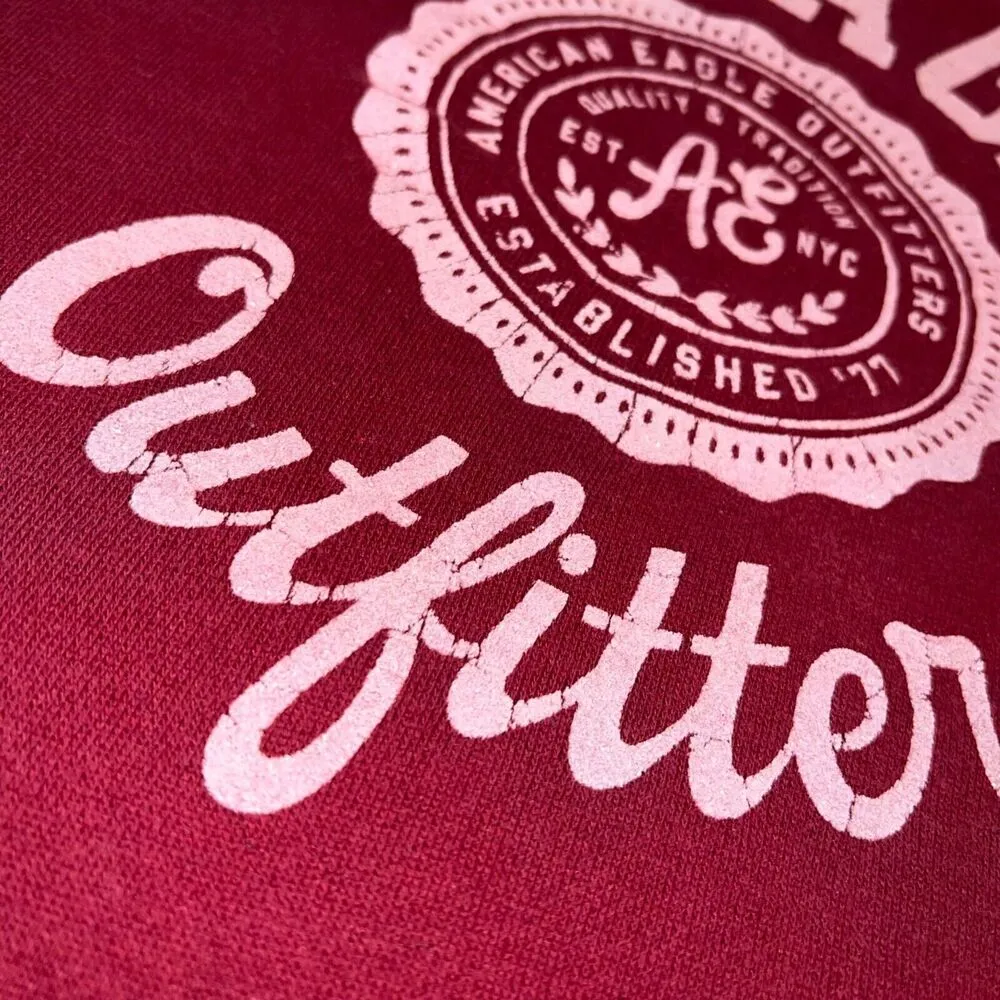 American Eagle Womens Sweatshirt Pullover Round Neck Long Sleeves Red Pink Large - Image 4