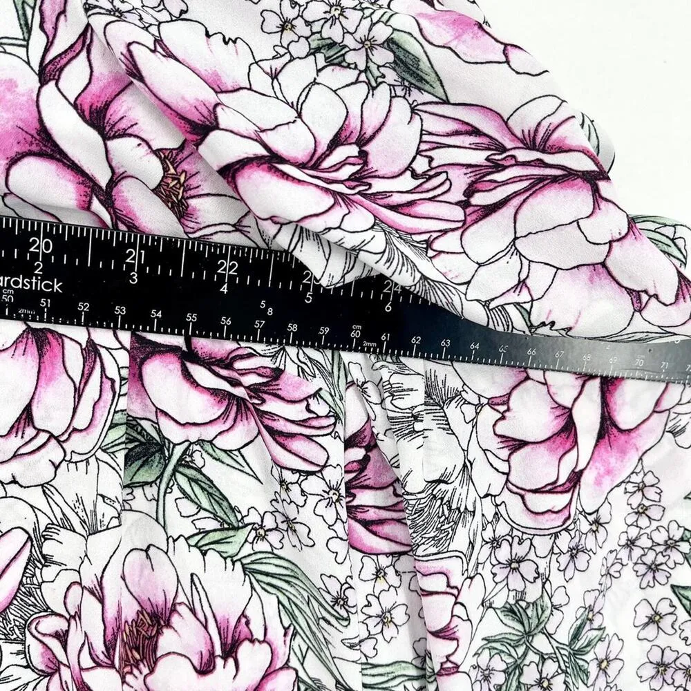 TORRID Blouse Women Size 2/XXL Pink & White Floral Halter Neck Tied Long Sleeve - Image 3