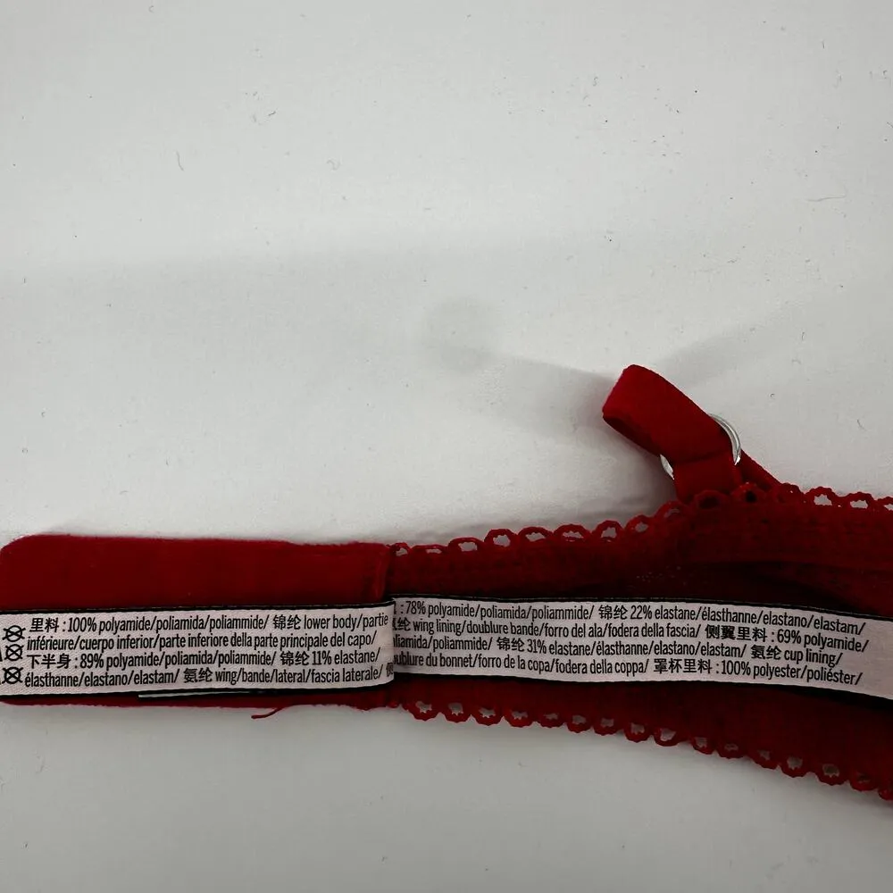 Victoria's Secret Dream Angels Lined Demi Bra Floral Lace Underwired Red 32C - Image 4