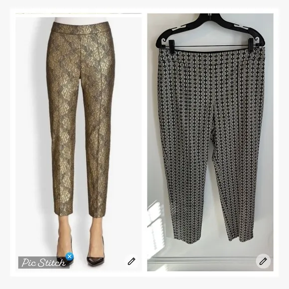 St. John Emma Metallic Jacquard Pants - Image 2