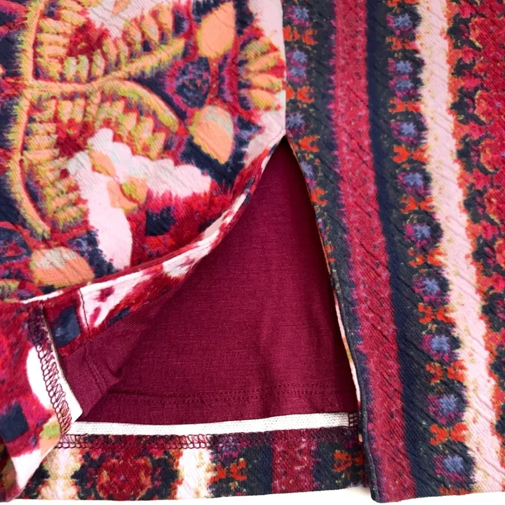 Anthropologie Maeve "Marala" Soft Knit Pencil Midi Skirt Berry Floral Print - Image 4