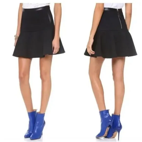 Club Monaco ruffle leather trim skirt - Image 2