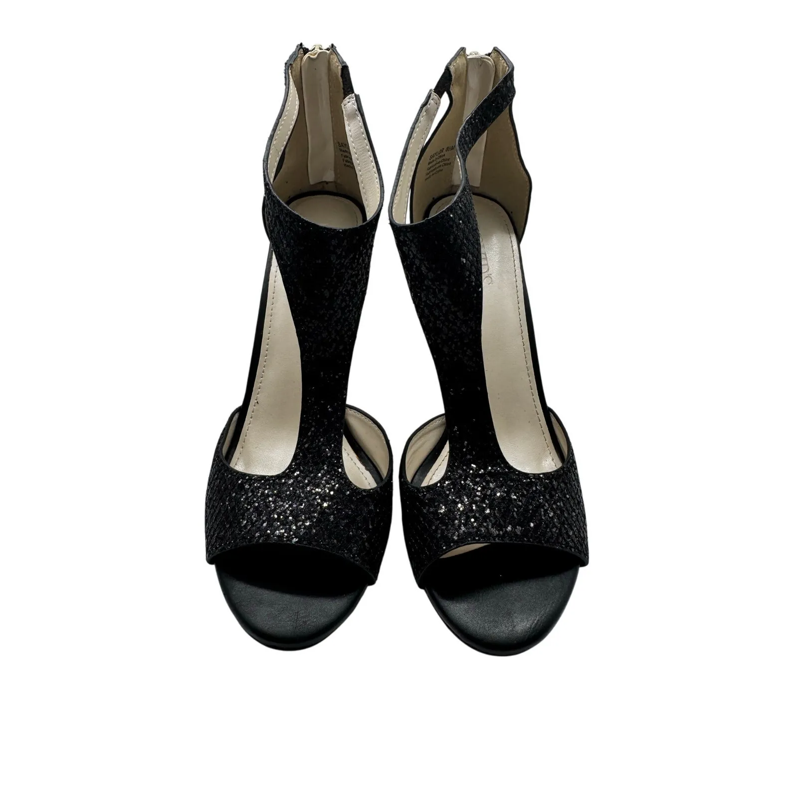 Davids Bridal Saylor Black Glitter Open Toe High Heel Pumps Sz 8.5 Wedding Prom - Image 3