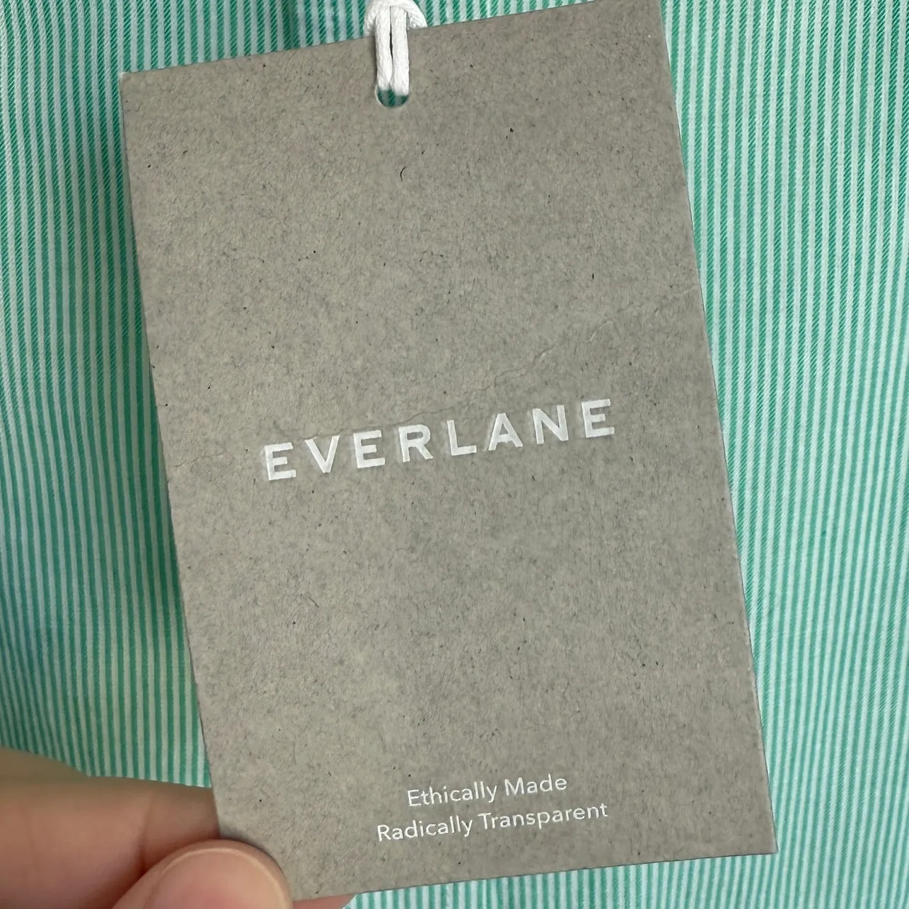 NWT Everlane The Silky Cotton Relaxed Shirt in Green Stripe Sz 6 Small - Image 8