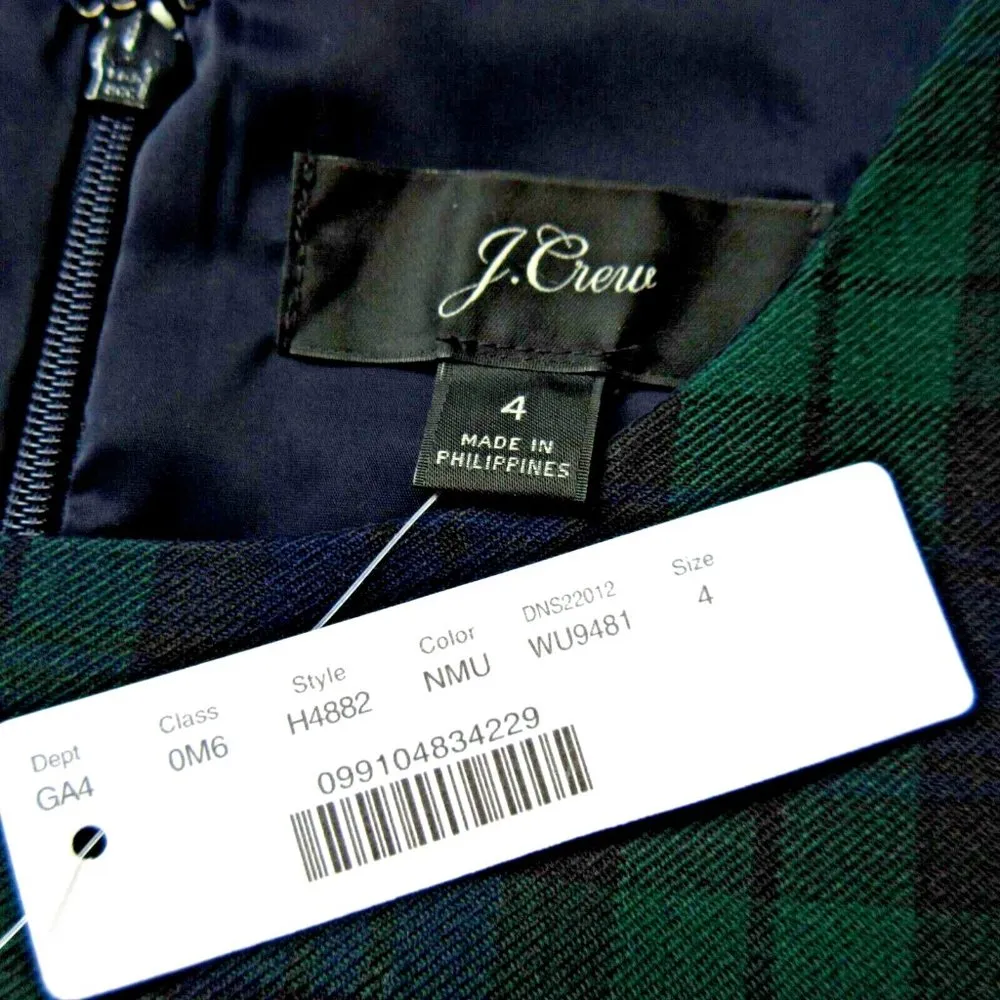 NWT J.Crew Belted Sheath Dress in Navy Multi Black Watch Tartan Dress 4 - Image 5