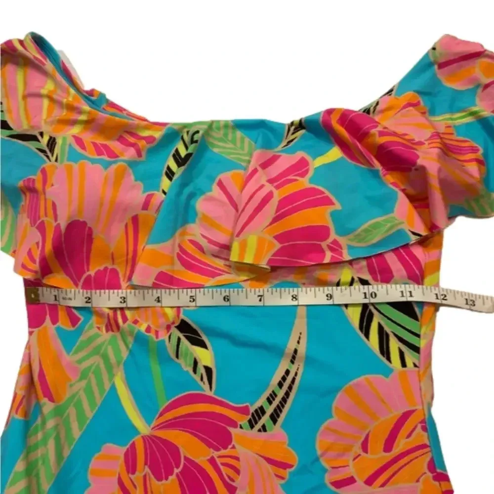 Trina Turk Poppy Ruffle Bandeau One Piece Swimsuit Size 6 NWT - Image 3