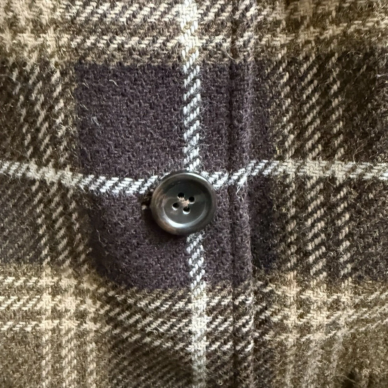 Lands End Women’s Wool Blend Brown Plaid Blazer Size 14 - Image 5