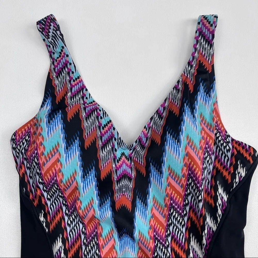 Aqua Green Tribal Chevron One Piece Swimsuit Women’s Size S - Image 3