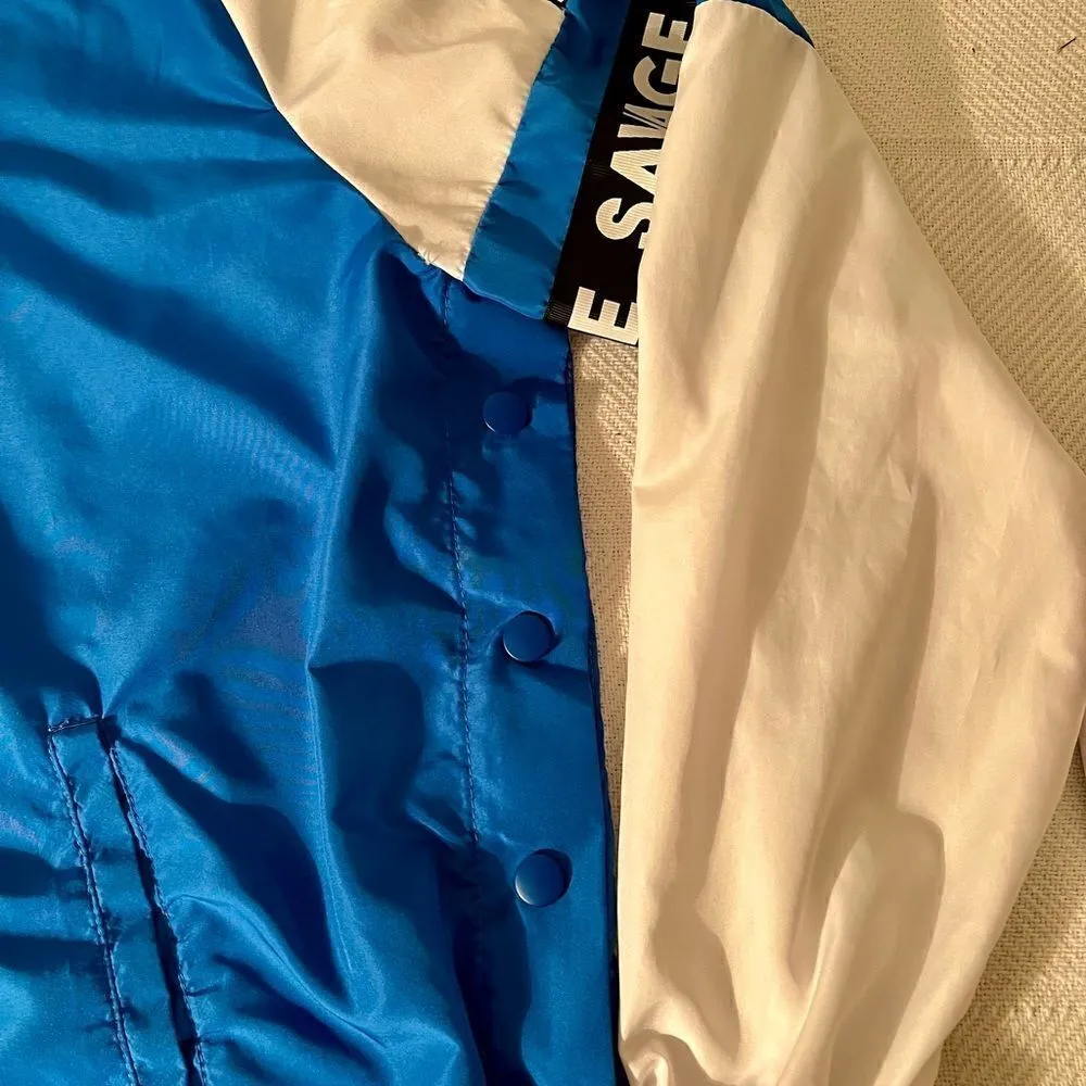 Y2K Rue 21 Savage Blue/White/Blk Medium Hoodie Windbreaker NWOT No String Hoodie - Image 6