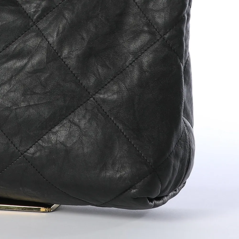 Lanvin Black Leather Diamond Stitch Bow Tie Tote - Image 7