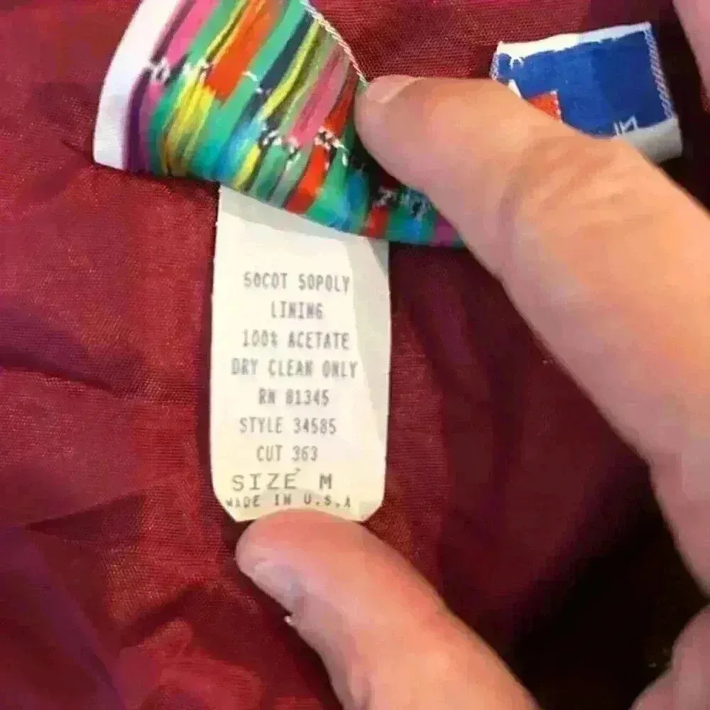 Vintage Christmas Tapestry Tartan Plaid Santa Vest Made In USA Size Medium 80s Red - Image 8