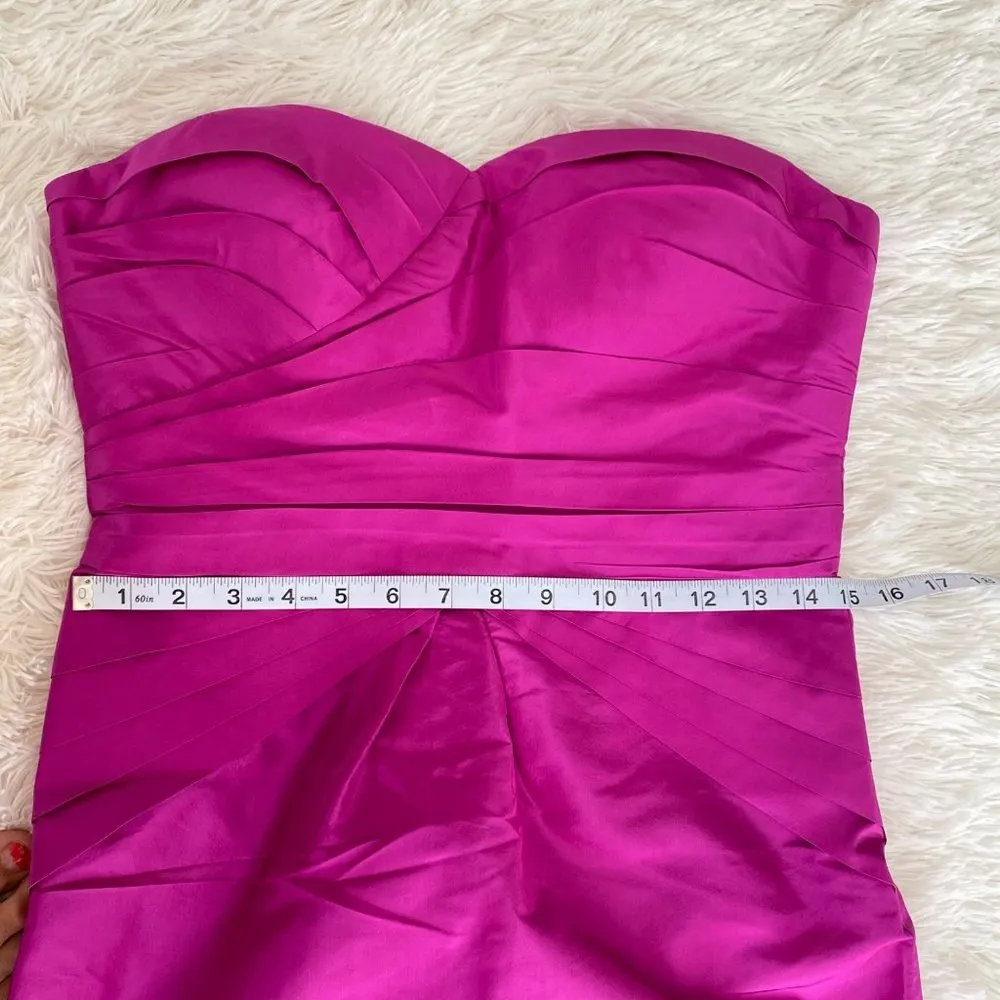 Bright Pink Sleeveless Raw Silk Cocktail Dress - Image 5