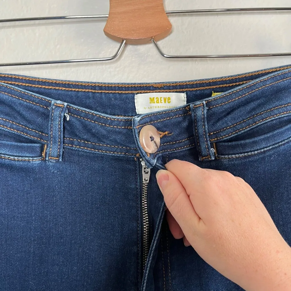 Maeve Anthropologie Wide-Leg Dark Wash Wide Leg Crop Jeans 31 raw hem - Image 5