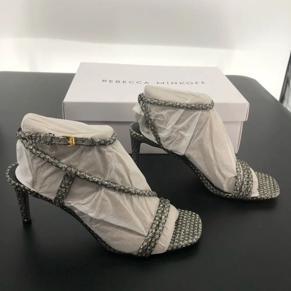 Rebecca Minkoff Nanine Silver Gold Strappy Ankle Strap Heeled Sandals - Image 6
