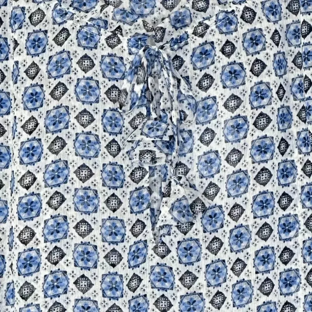 New NWT Misa Los Angeles Renata Chiffon Blue Floral Peasant Top Size S - Image 11