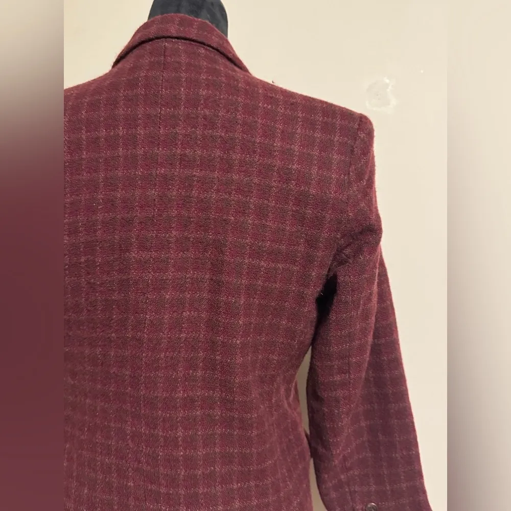 EUC Eddie Bauer Red Plaid Button Down Blazer with Pockets size small petite - Image 7