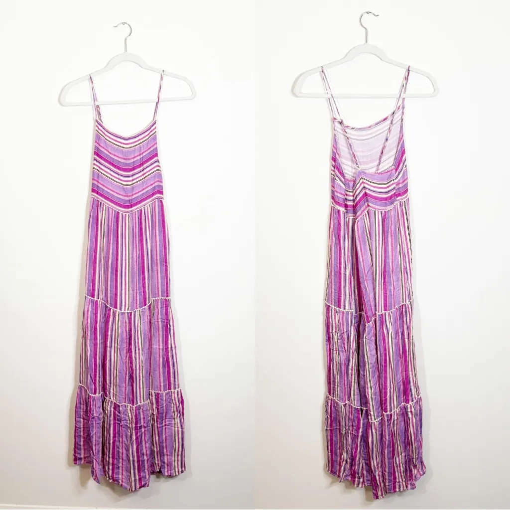 Anthropologie Striped Maxi Dress Coverup Pink Stripes Large - Image 4