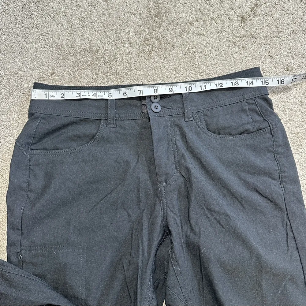 Prana Halle II Pants Mid Rise Hem Roll Up UPF 50+ Outdoor Hiking in Black 4 Tall - Image 14