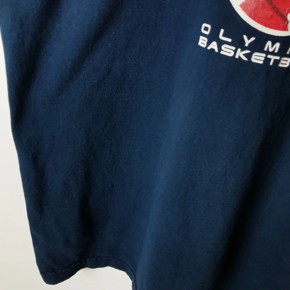 00s 90s Vintage USA Olympic Basketball T Shirt Graphic Tee 100% Cotton Size XL - Image 5