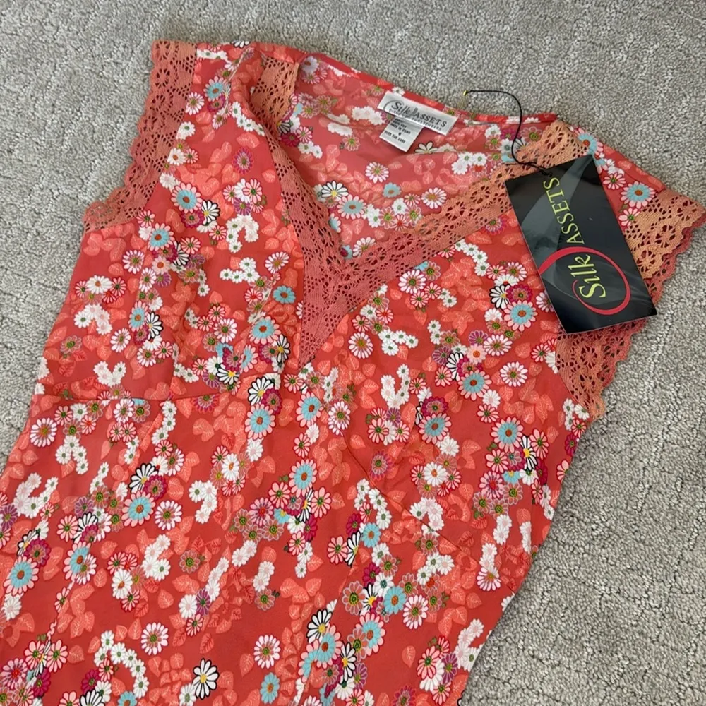 NEW NWT DVF 100% silk deadstock bias asymmetrical maxi dress crochet trim floral - Image 2