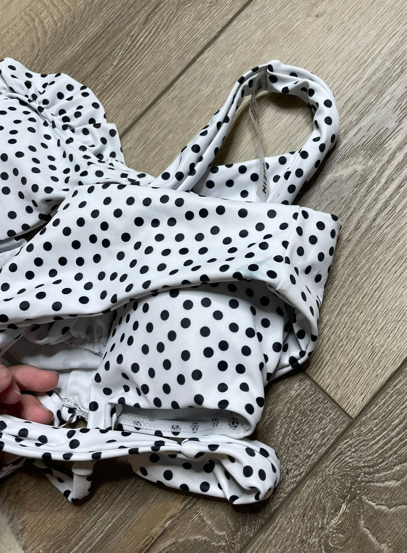 SheIn Polka Dot Ruffle High Cut Bikini Set - Image 3