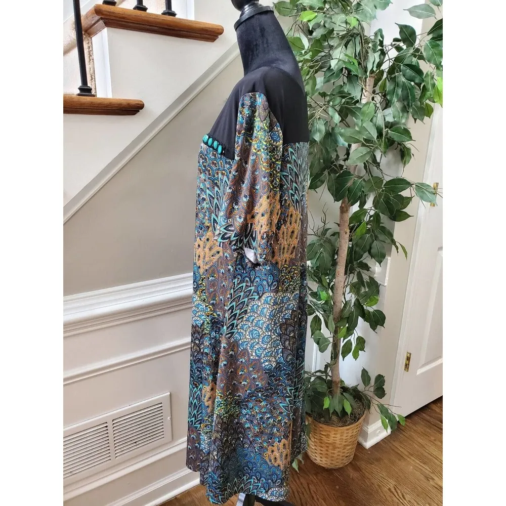 PerSeption Women's Multicolor Polyester Round Neck Short Sleeve Knee Length 2X - Image 6