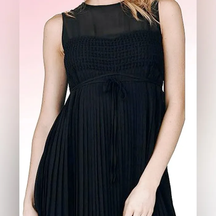 French Connection  Black Sheer Top Mini Dress - Image 3